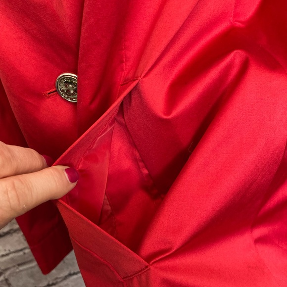Darling, red sateen, Calvin Klein raincoat size small. - Picture 5 of 15